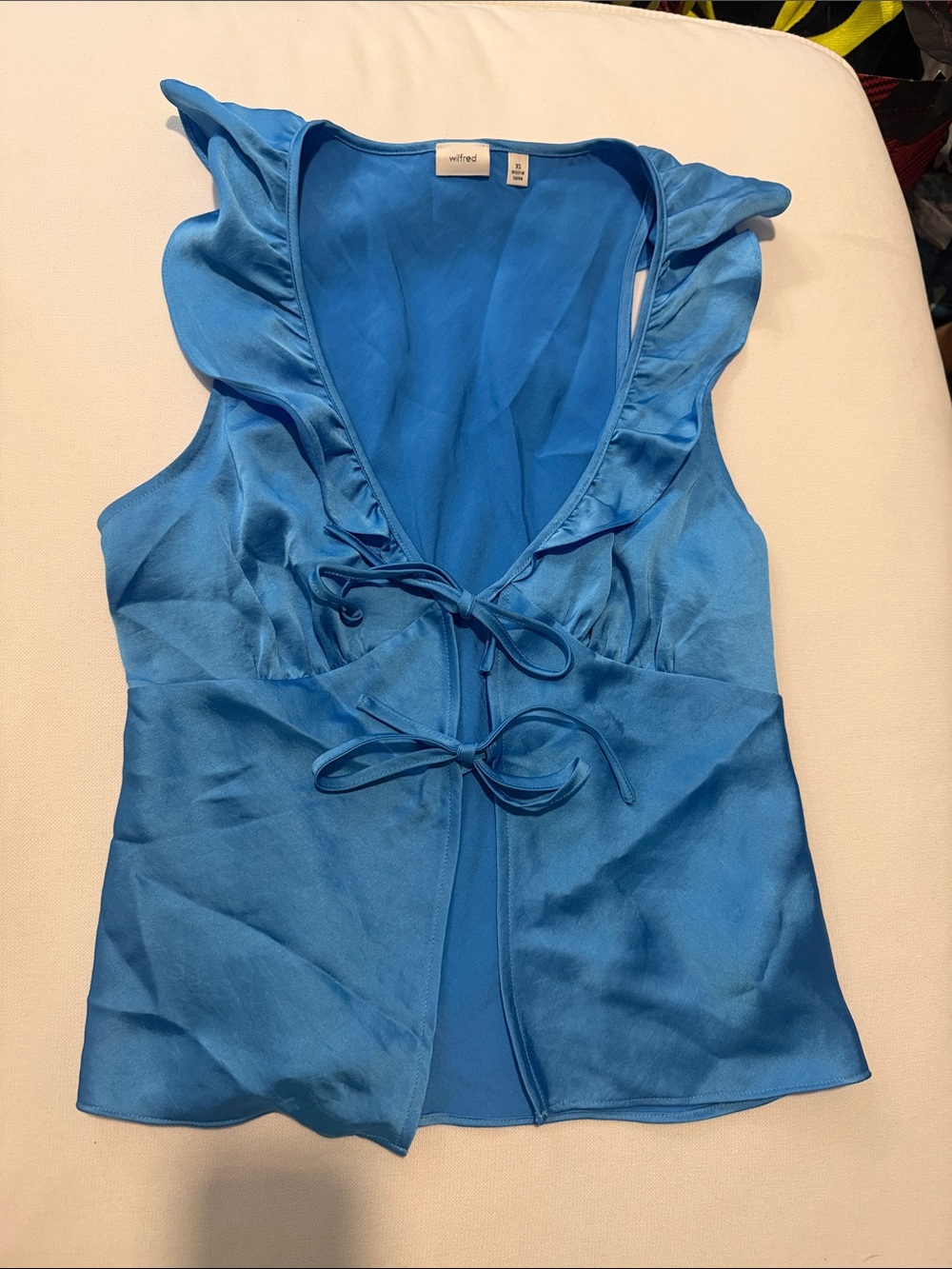 Wilfred Blue Ruffle Tie-Front Top Size XS Like New